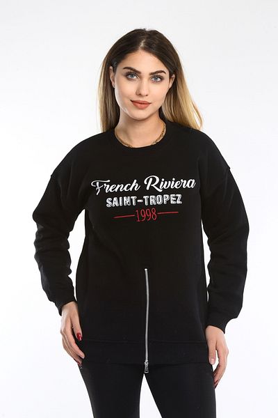 NEWCO SWEATSHIRT CU DETALII CU FERMOAR CU PRINT
