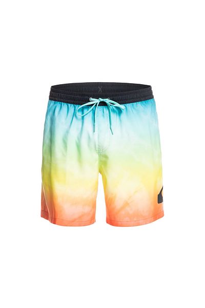 Quiksilver شورت كرة طائرة للرجال شورت كرة طائرة يومي بشعار باهت 17 شورت كرة طائرة أسود للرجال