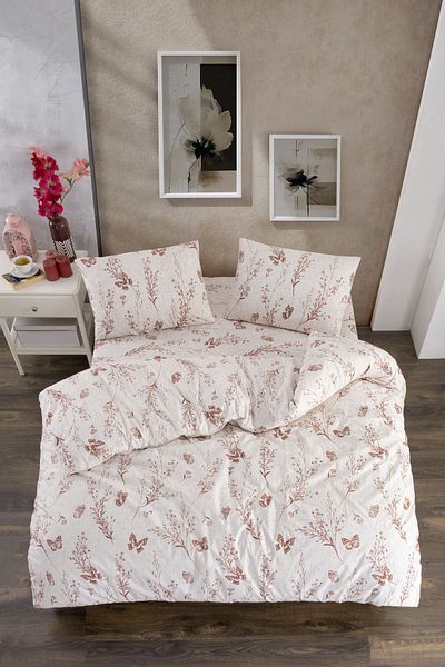 Valezium Başak Double Personal Patterned Divet Set with Elastic Loves and 2 Pillow Covers