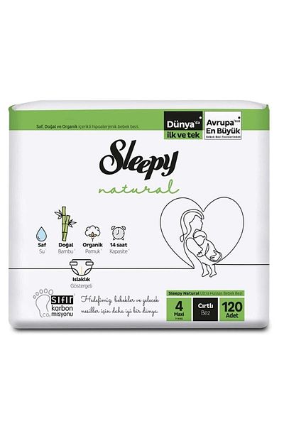 Sleepy Natural Size 4 Maxi 120 Pack Baby Diapers