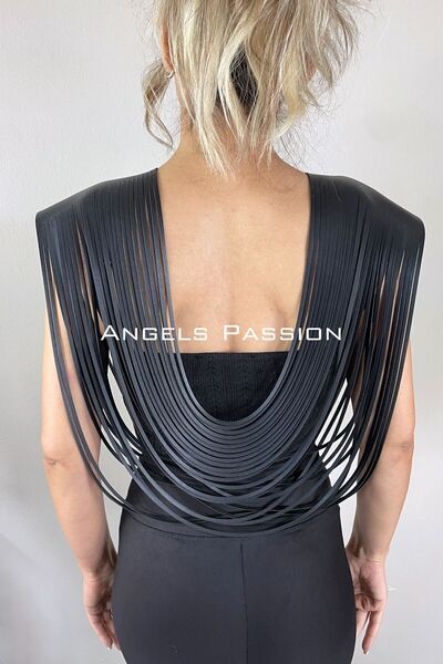 Angels Passion Deri Püsküllü Şal, Şık Şal Harness