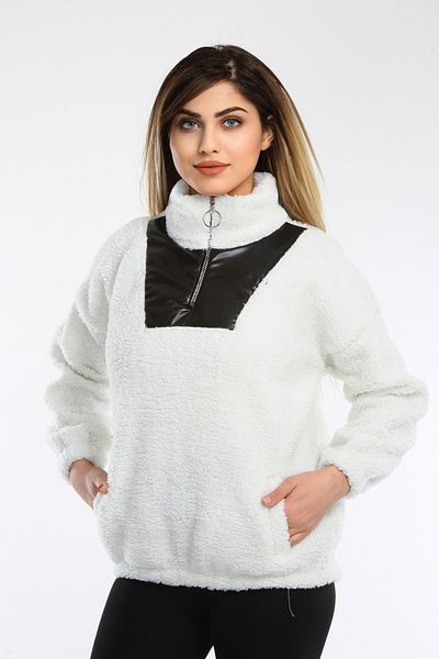 abawax Leather Detail Plush Sweatshirt