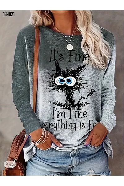 Kokosh moda Γυναικεία μπλούζα με μακρυμάνικο μοτίβο με λαιμόκοψη