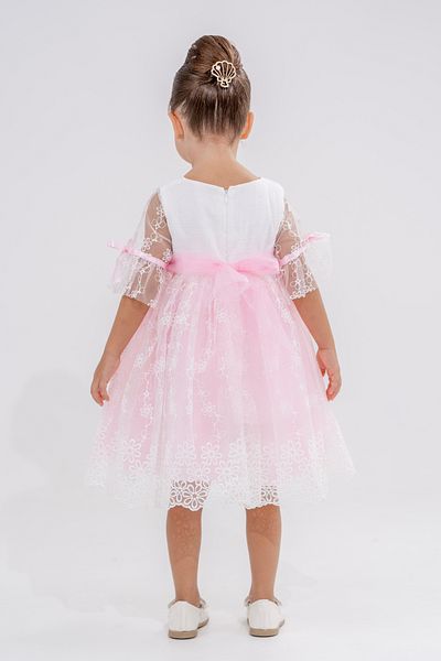 Eray Kids Βραδινό φόρεμα για κορίτσια με λεπτομέρεια φιόγκου και μανίκια με κορδέλα