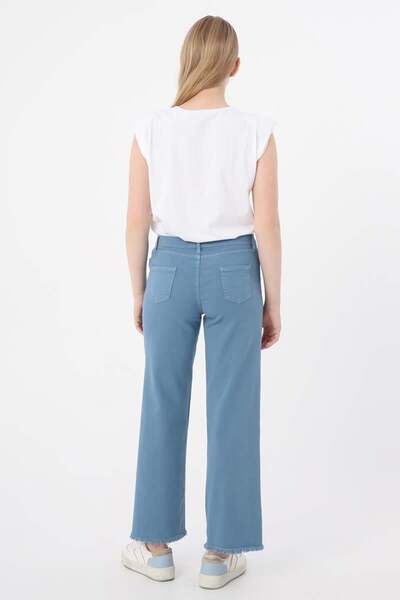 ALLDAY Mavi-Pamuklu Paçası Püsküllü Pantolon