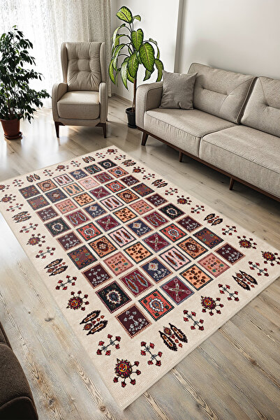 YTR HOME Dijital Baskı Yıkanabilir Kaymaz Taban Dekoratif Salon Mutfak Halısı...