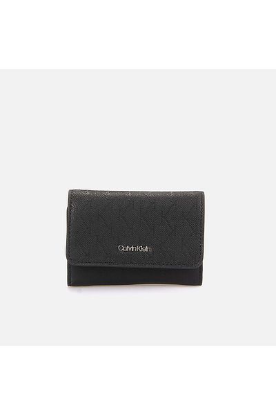 Calvin Klein Black Women's Wallet with Ck Monogram Logo - Cash with Coin Holder Compartment K60K 612829 -0Gj