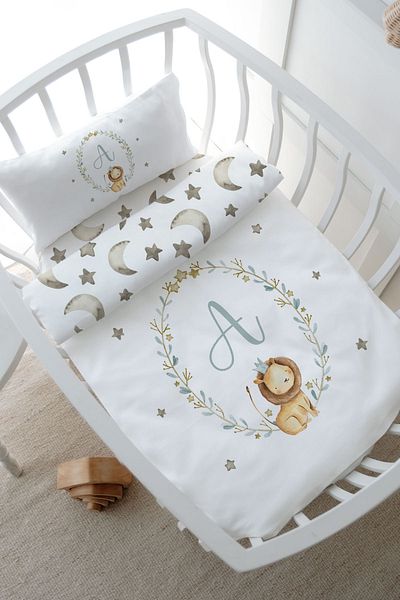 Tuğba Kuğu Little Lion Series Mother's Side Crib Bedding Set - Letter a (60X100)