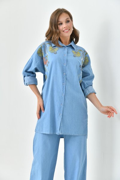 BURRASCA Embroidered Stone Jeans Shirt