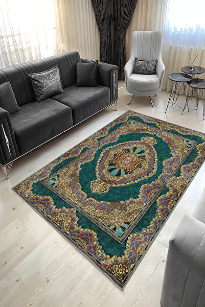 YTR HOME Dijital Baskı Yıkanabilir Kaymaz Taban Dekoratif Salon Mutfak Halısı...