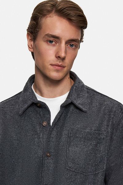 Twn Μπουφάν πουκάμισο Anthracite Dobby Relaxed Fit