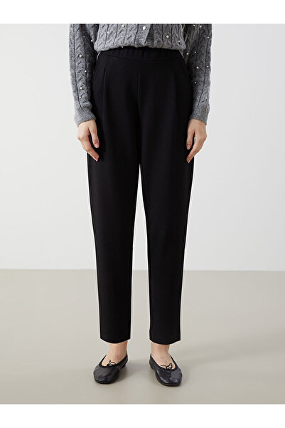 LC Waikiki Siyah Beli Lastikli Loose Fit Kadın Pantolon