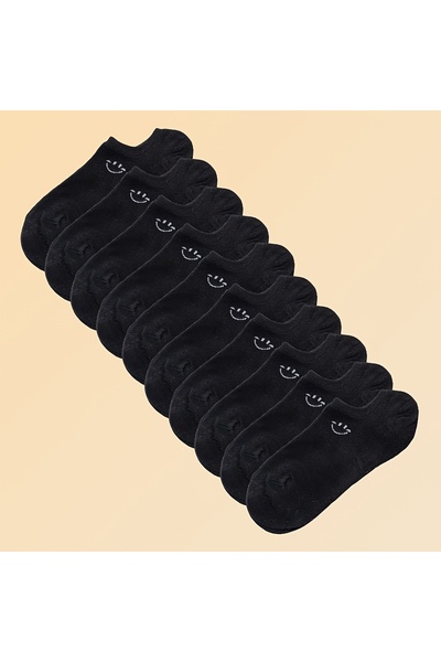 çorapmanya 8 Çift Koton Çok Renkli Gülen Yüz Kadın Sneaker / Görünmez Çorap