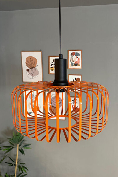 Bamyum Sante Turuncu Sarkıt Avize Siyah Fener Başlık İç Mekan Aydınlatma Deko...