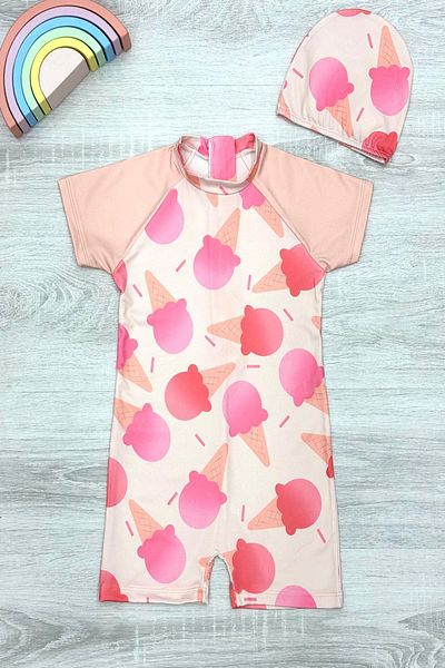My Kids Wear Diving Fabric Hidden Zippered Boned Character Patterned Girls' Swimsuit