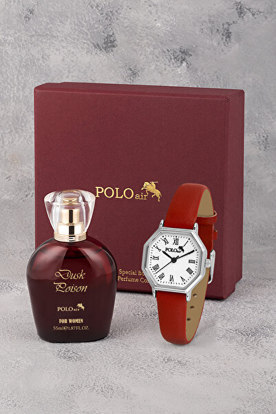 Polo Air Deri Kordon Kadın Kol Saati Ve Parfüm Seti Hediyelik Kutsunda Kombin...