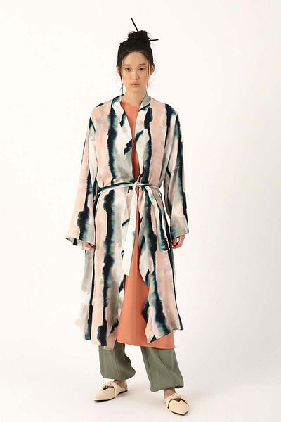 ALLDAY Ecru-Navy-Patterned Kimono