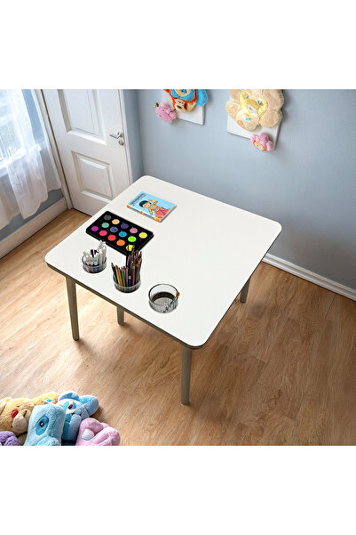 AKTURK HOME Ahşap MDF Yaz Sil Yüzey 1 Adet Çocuk Aktivite ve OyunMasası Kalem...