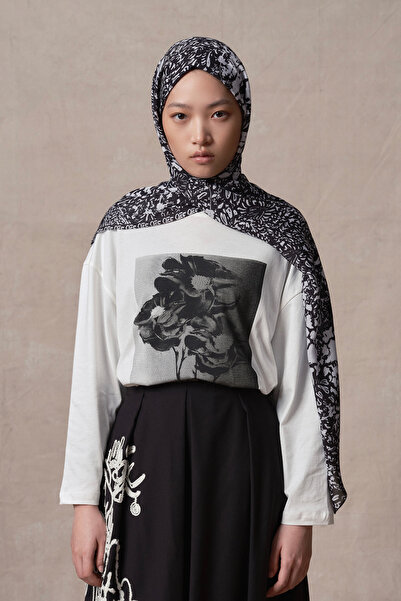 Qef Black Minimal Pattern Modal Shawl