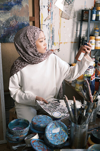 Qef Mink Minimal Patterned Shawl - Modal Brush