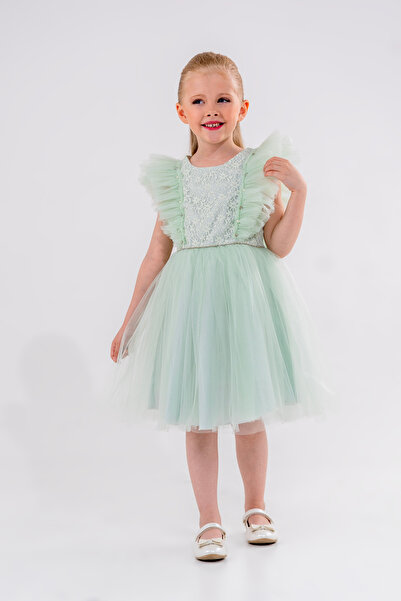 Eray Kids Дівчача вечірня сукня з рукавами з воланами та каменями