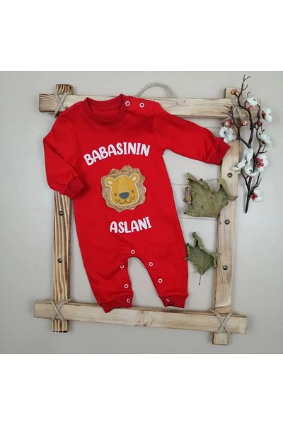BEBENNA 3D Lion Printed Red Baby Rompers - 3-12 Months