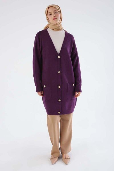 ALLDAY Cardigan din tricot mov-V cu decolteu
