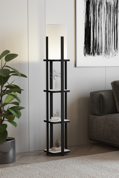 İnter Home BUYE Dekoratif Raflı Lambader BEYAZ