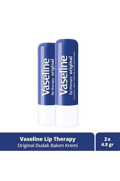 Vaseline Lip Therapy Lip Care Cream Original 4.8 Gr X2