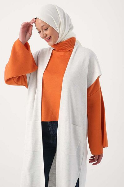ALLDAY Ch.A. Gray Melange-Pocket Long Knitwear Vest
