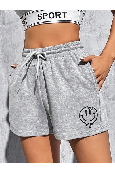 De Carte Uvolněné sezónní unisex šortky s potiskem Smile Emoji Bermudy