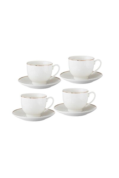 Dania 8 Piece White and Gold Porcelain Tea Cup Set