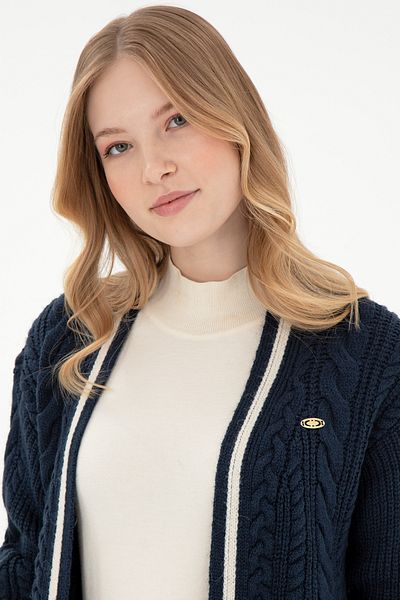 U.S. Polo Assn. سترة تريكو نسائية باللون الأزرق الداكن 50293071 -VR033