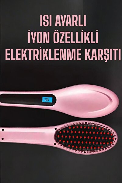 UCUZTEKNO Fön Tarağı Saç Düzleştirici Sıkı Dişli Isı Ayarlı Elektriklenme Kar...