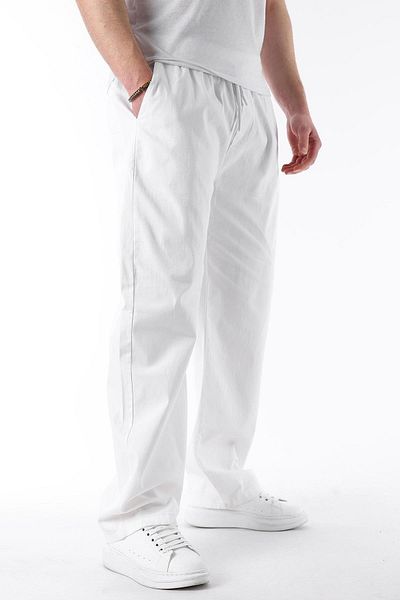 Madmext Ecru Herrenhose mit weitem Bein und Krawatte E7403
