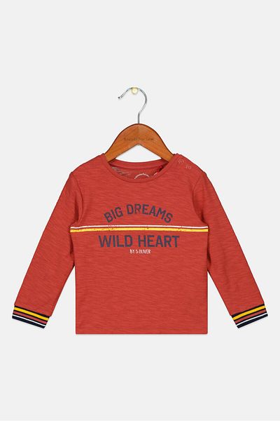 s.Oliver Toddlers Boy Long Sleeve Graphic Print Top, Rust Orange