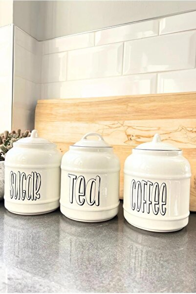 İLİVA Set of 3 Tea Sugar Coffee Storage Bowl Jar