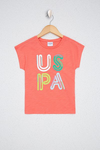 U.S. Polo Assn. BAZA. POLO ASSN. Tricou pentru fetiță cu flori de rodie 50234834 -VR039