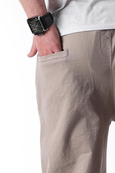Madmext Steinfarbene Herrenhose mit weitem Bein und Bindebändern E7403