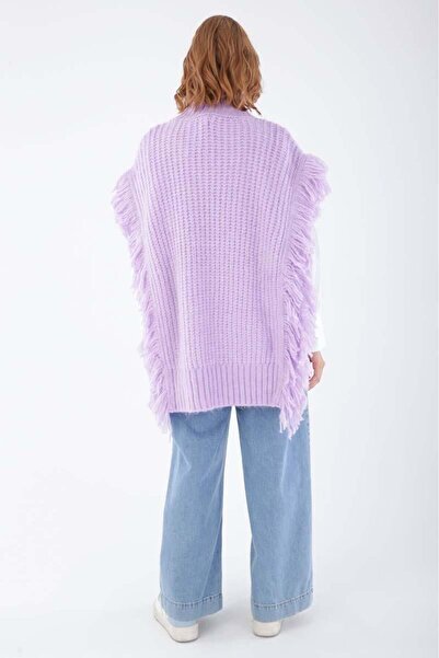 ALLDAY Lilac-Fringed Knitwear Poncho