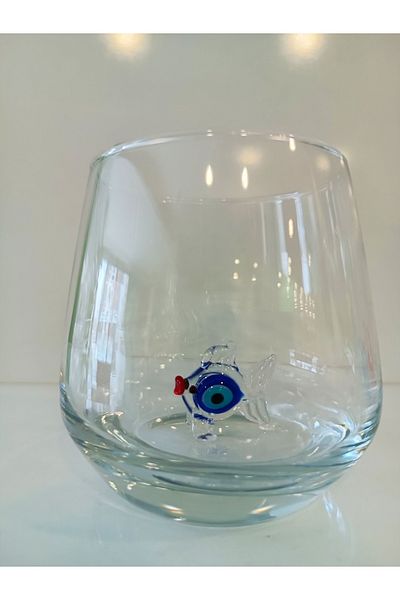 ADAMODART Evil Eye Beaded Fish Glass Figured Water Cup