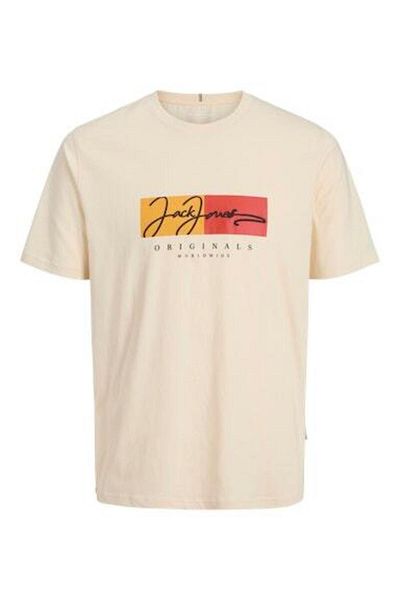 Jack & Jones Μπλούζα Jorfrederıksberg Box Script Tee Ss Cn Sn Erkek T-shirt 12278266 Εκτύπωση:ss25/αντίκ λευκή