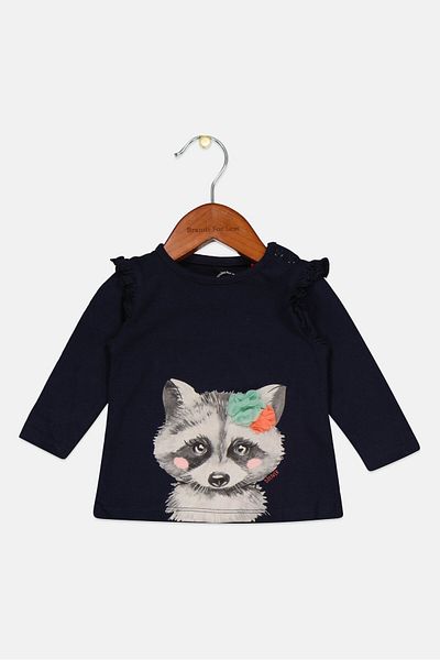 s.Oliver Toddlers Girl Crew Neck Printed Long Sleeve Tops, Navy