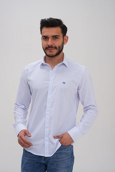 Basics&More Ανδρικό κανονικό πουκάμισο με σχέδια