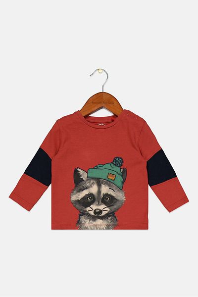 s.Oliver Toddlers Boy Crew Neck Printed Long Sleeve Tops, Bricks