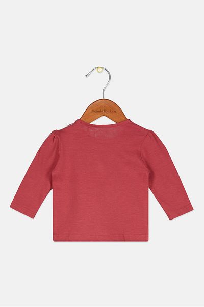 s.Oliver Toddlers Girl Crew Neck Long Sleeve Printed Top, Marroon