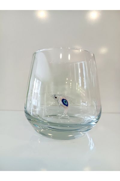 ADAMODART Pink Evil Eye Dolphin Glass Figured Water Cup