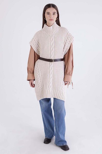 ALLDAY Ecru-Hair Braided Turtleneck Sweater