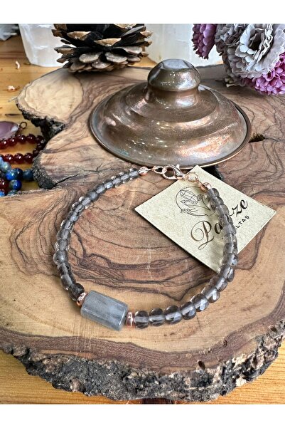 parze doğaltaş Dumanlı Kuvars ve Labradorit Doğal Taş Bileklik