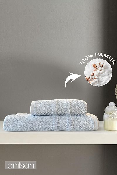 Anılsan Set de 2 prosoape jacquard 100% bumbac - 1 prosop de mână 50x90 și 1 prosop de baie 100x150